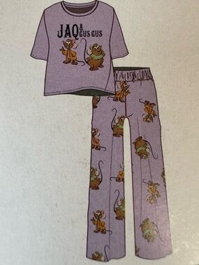 Disney Primark Cinderella Jaq & Gus Gus Pajama Set, Large